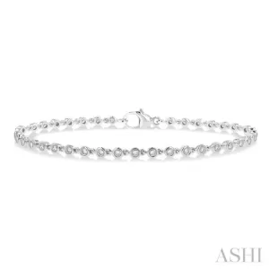 1 ctw Bezel Set Round Cut Diamond Tennis Bracelet in 14K White Gold