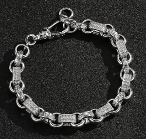 10mm Silver Filled Gypsy Belcher Bracelet with Albert Clasp 8 Inch