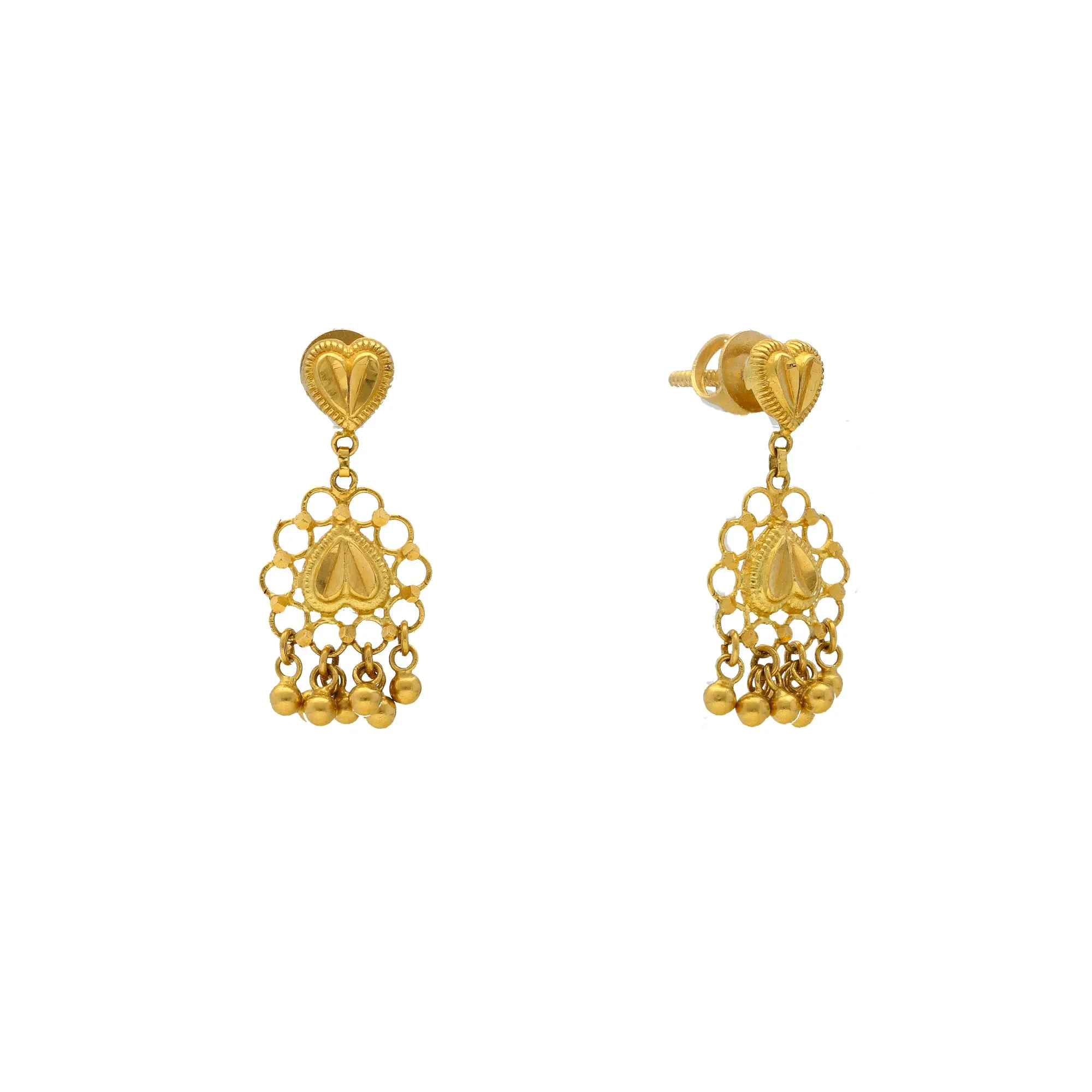 22K Yellow Gold Beaded Filigree Stud Earrings (6.3gm)