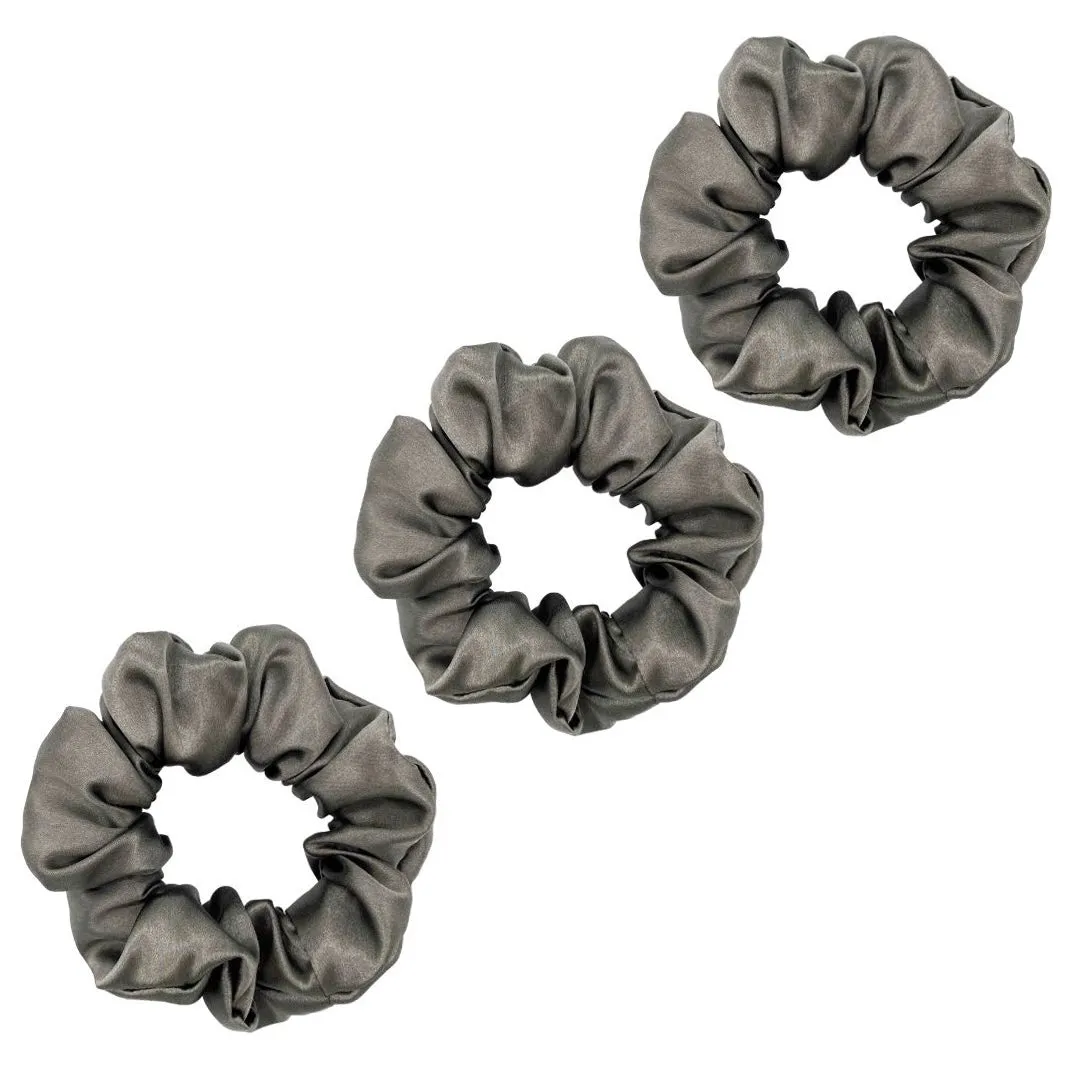 3 Pack Premium Mulberry Silk Scrunchies - Emerald - Medium