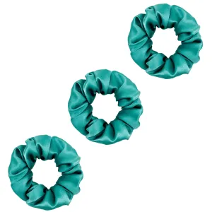 3 Pack Premium Mulberry Silk Scrunchies - Emerald - Medium