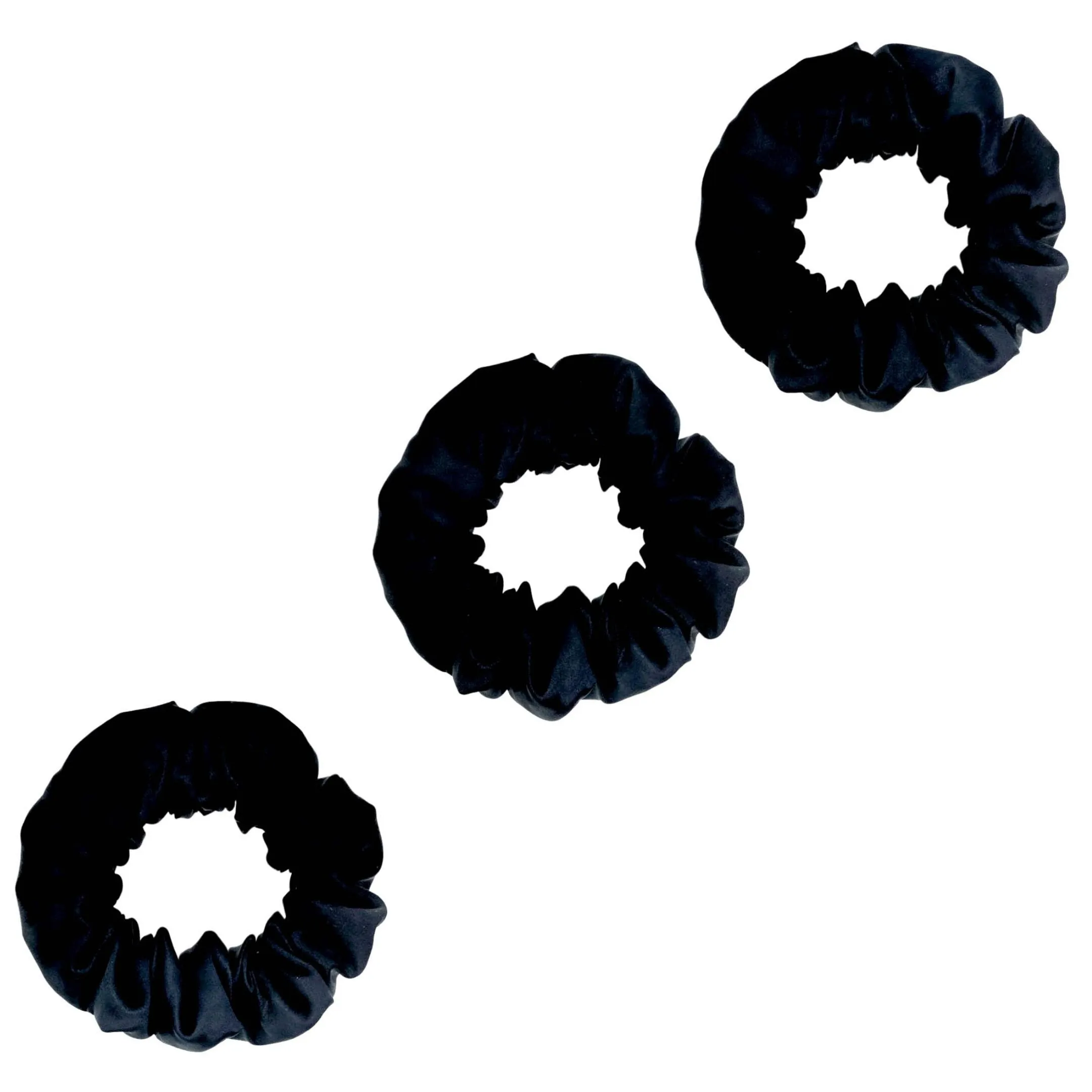 3 Pack Premium Mulberry Silk Scrunchies - Navy - Medium