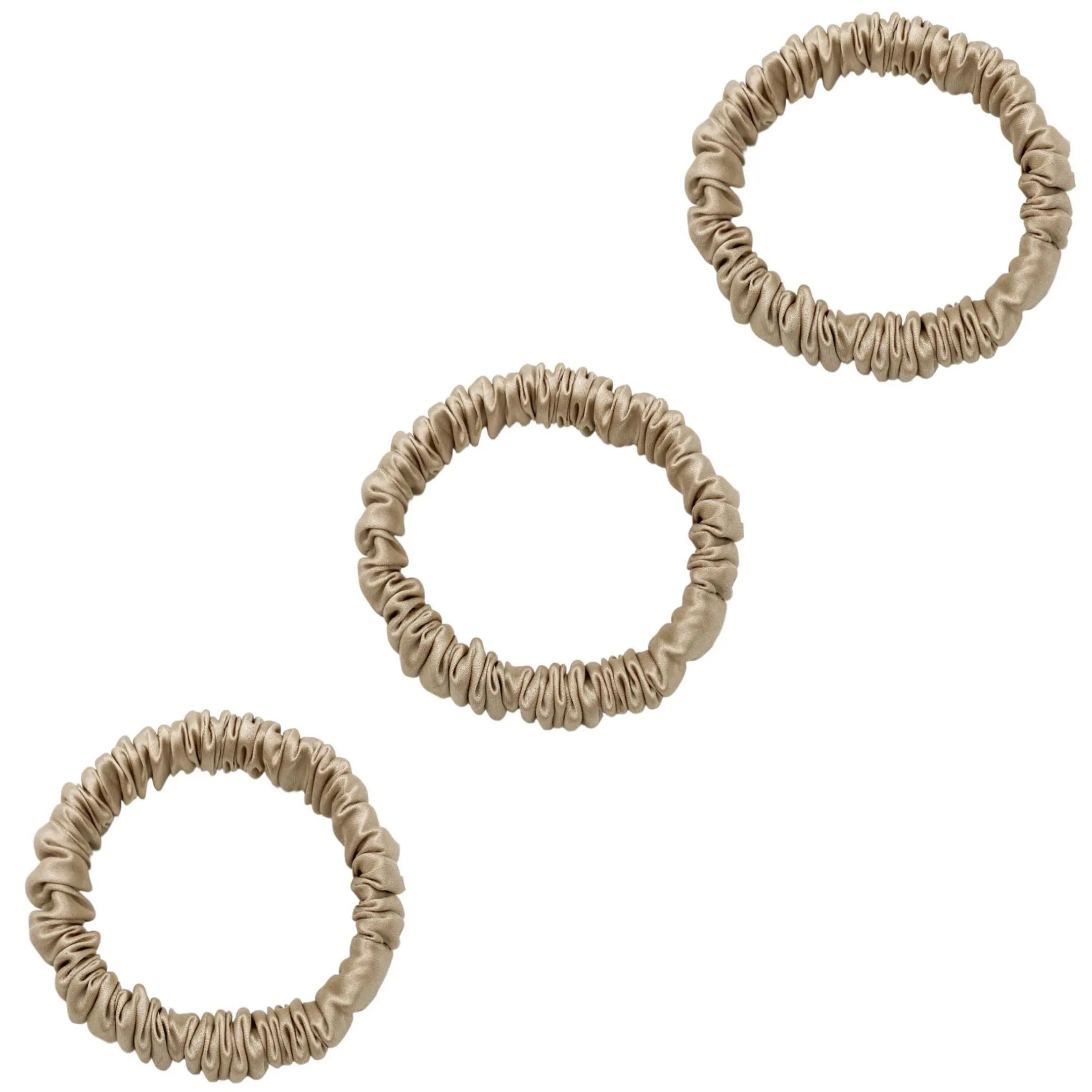 3 Pack Premium Mulberry Silk Scrunchies - Olive - Mini