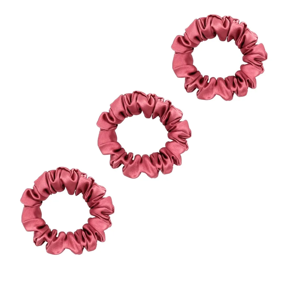 3 Pack Premium Mulberry Silk Scrunchies - Pink - Small