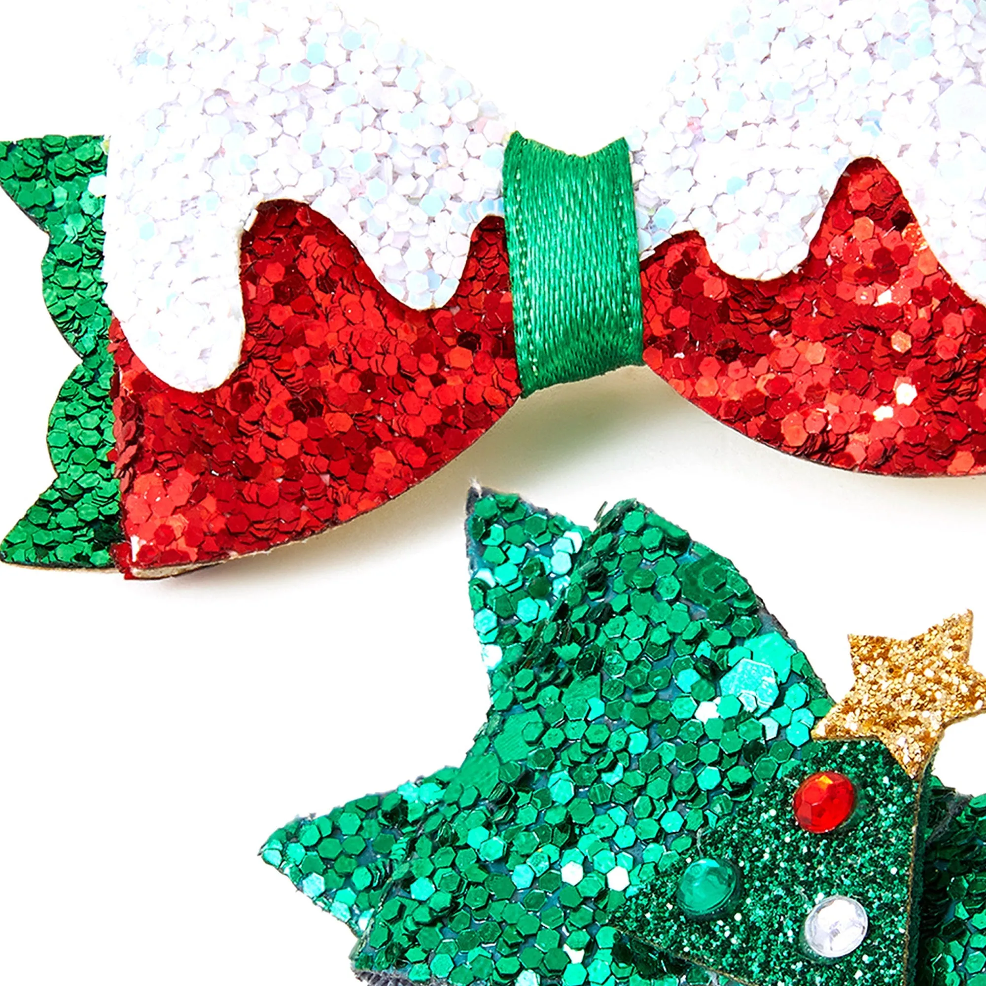 Accessorize London Christmas Glitter Novelty Hair Clips Set Of Two