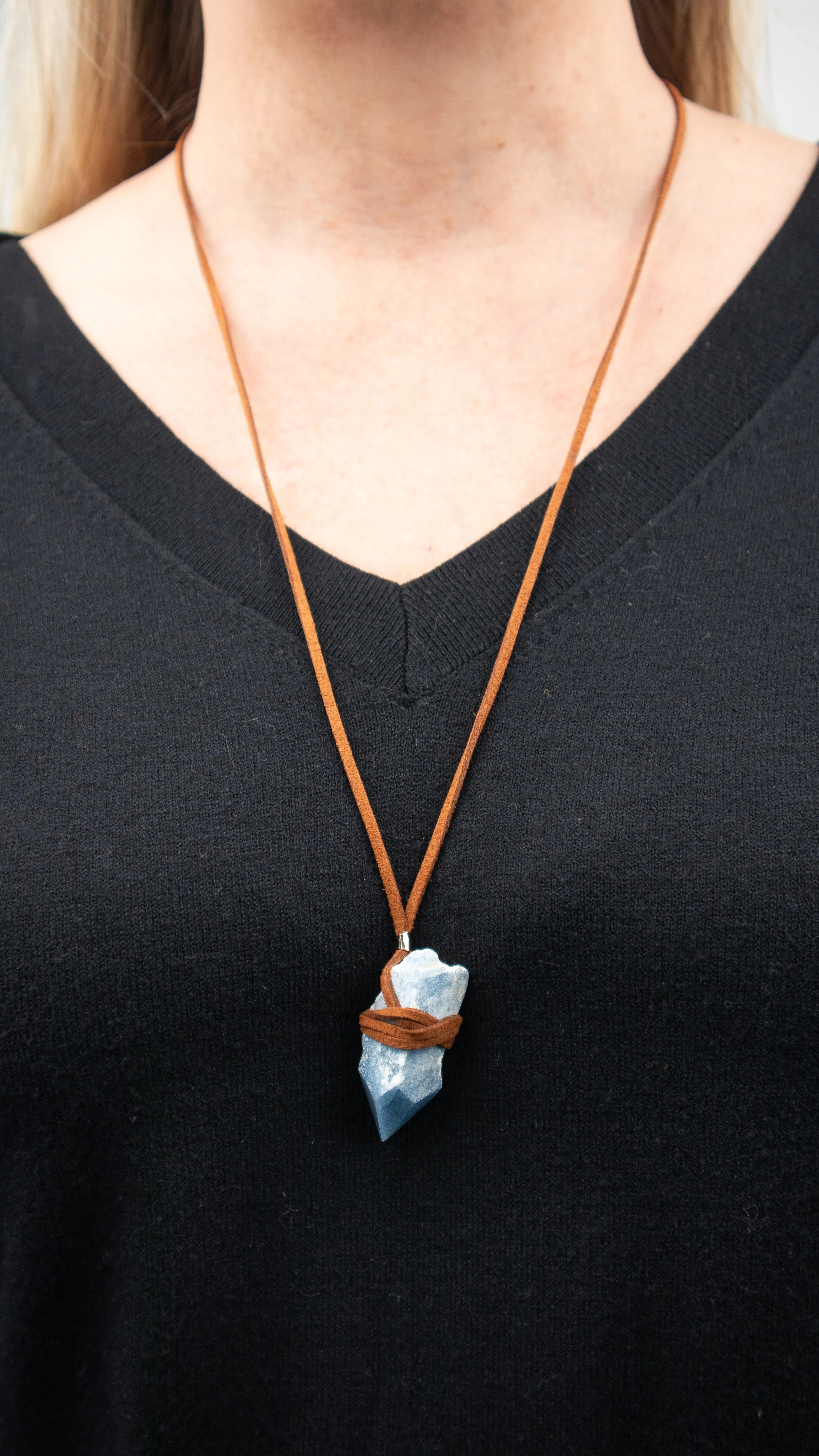 Angelite Crystal Point Necklace