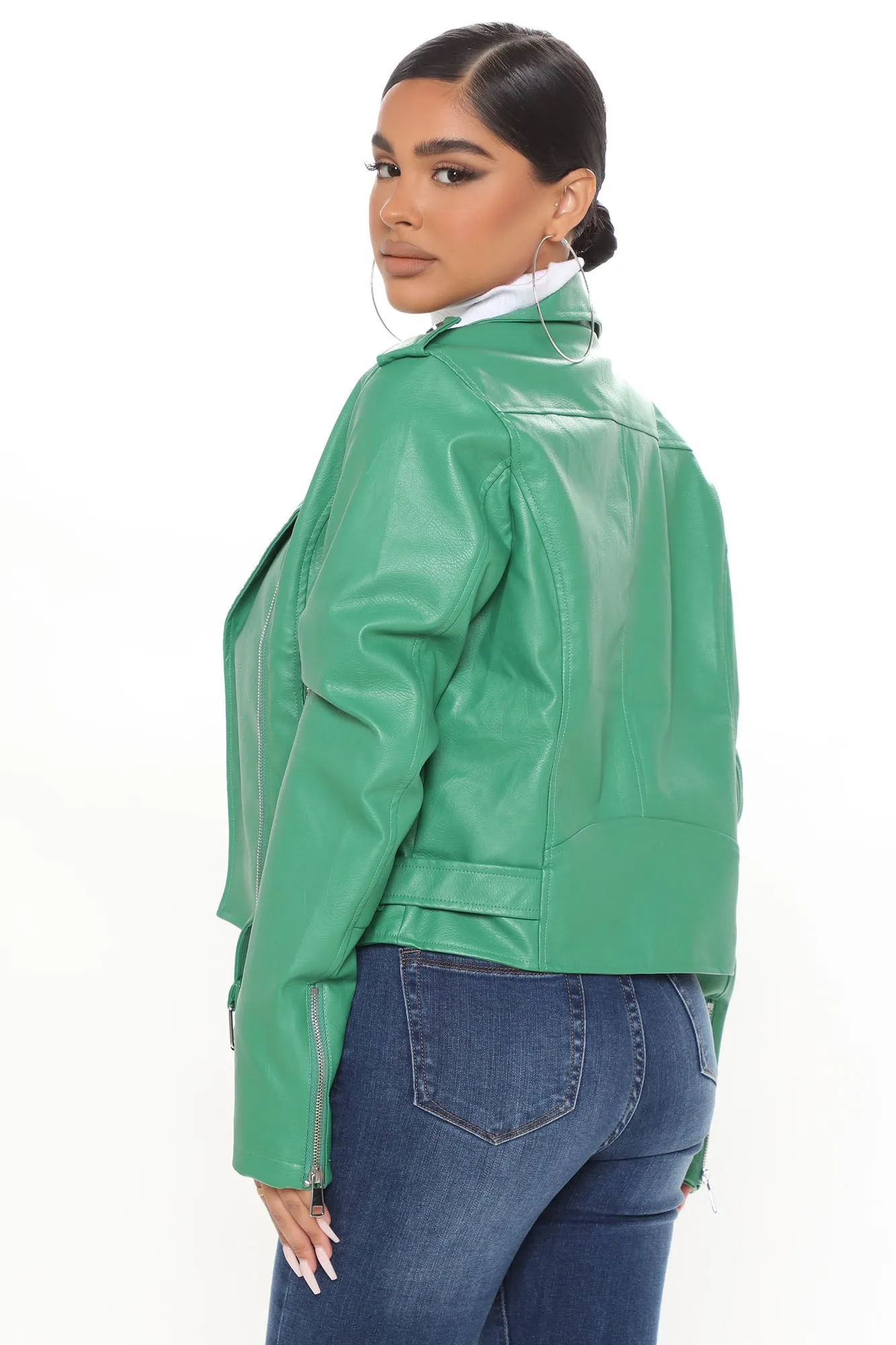 Araxie Vegan Leather Jacket - Kellygreen