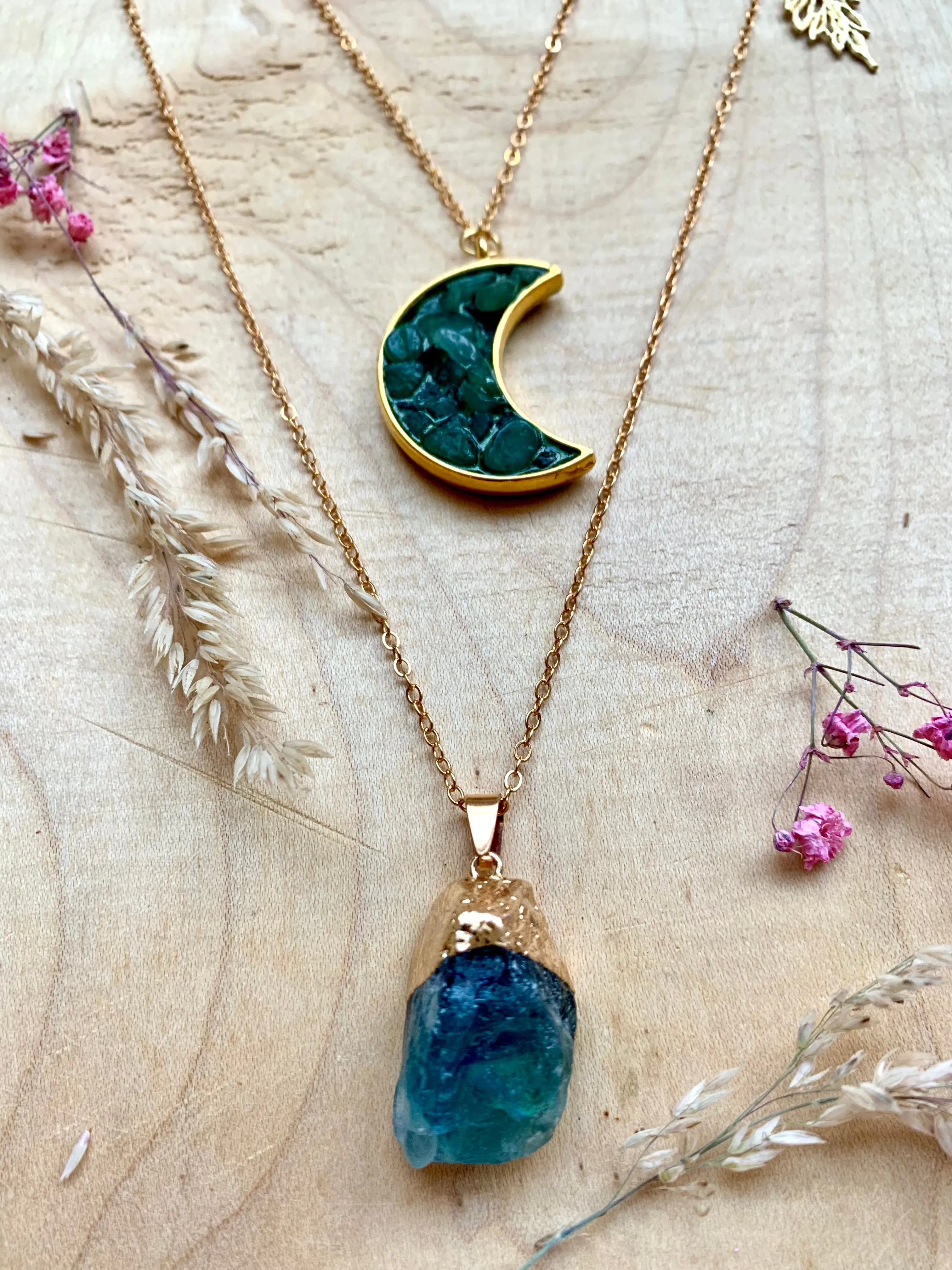 Aventurine Moon Layering Necklaces