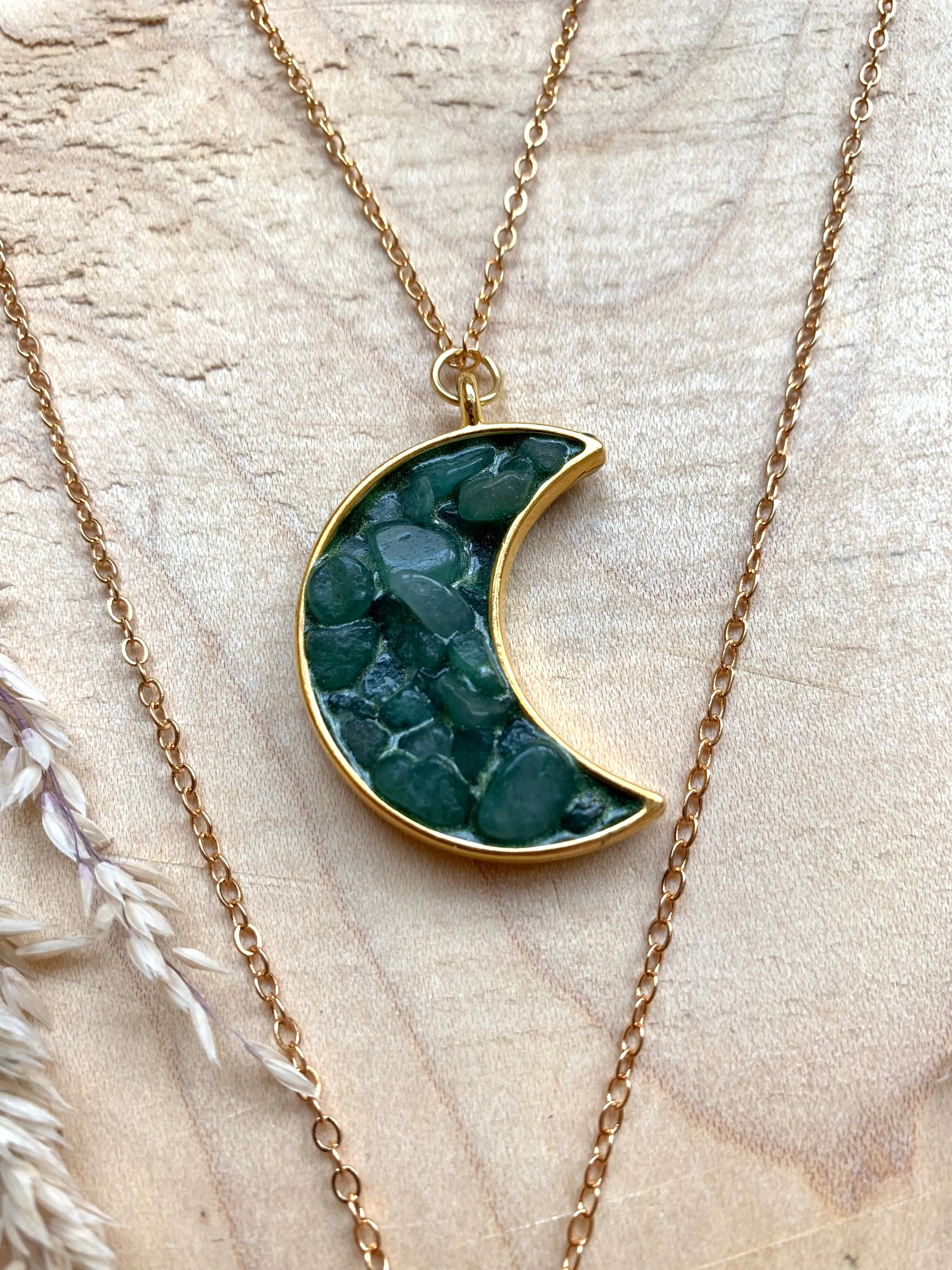 Aventurine Moon Layering Necklaces