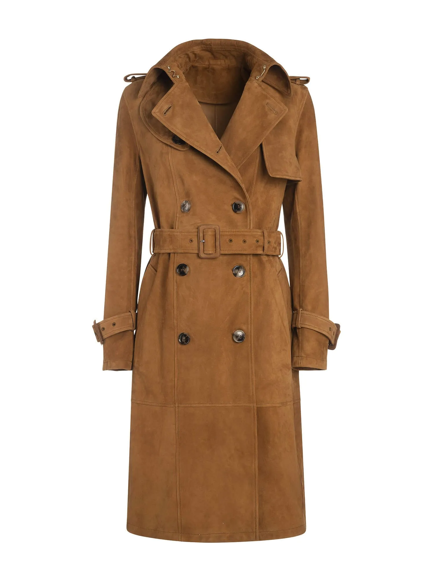 Beatrice Italian Lambskin Suede Leather Trench