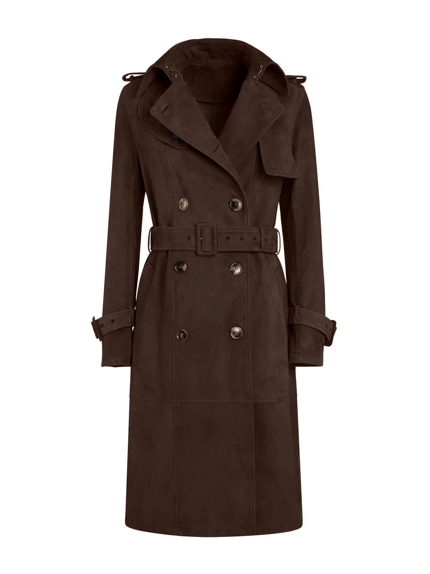 Beatrice Italian Lambskin Suede Leather Trench