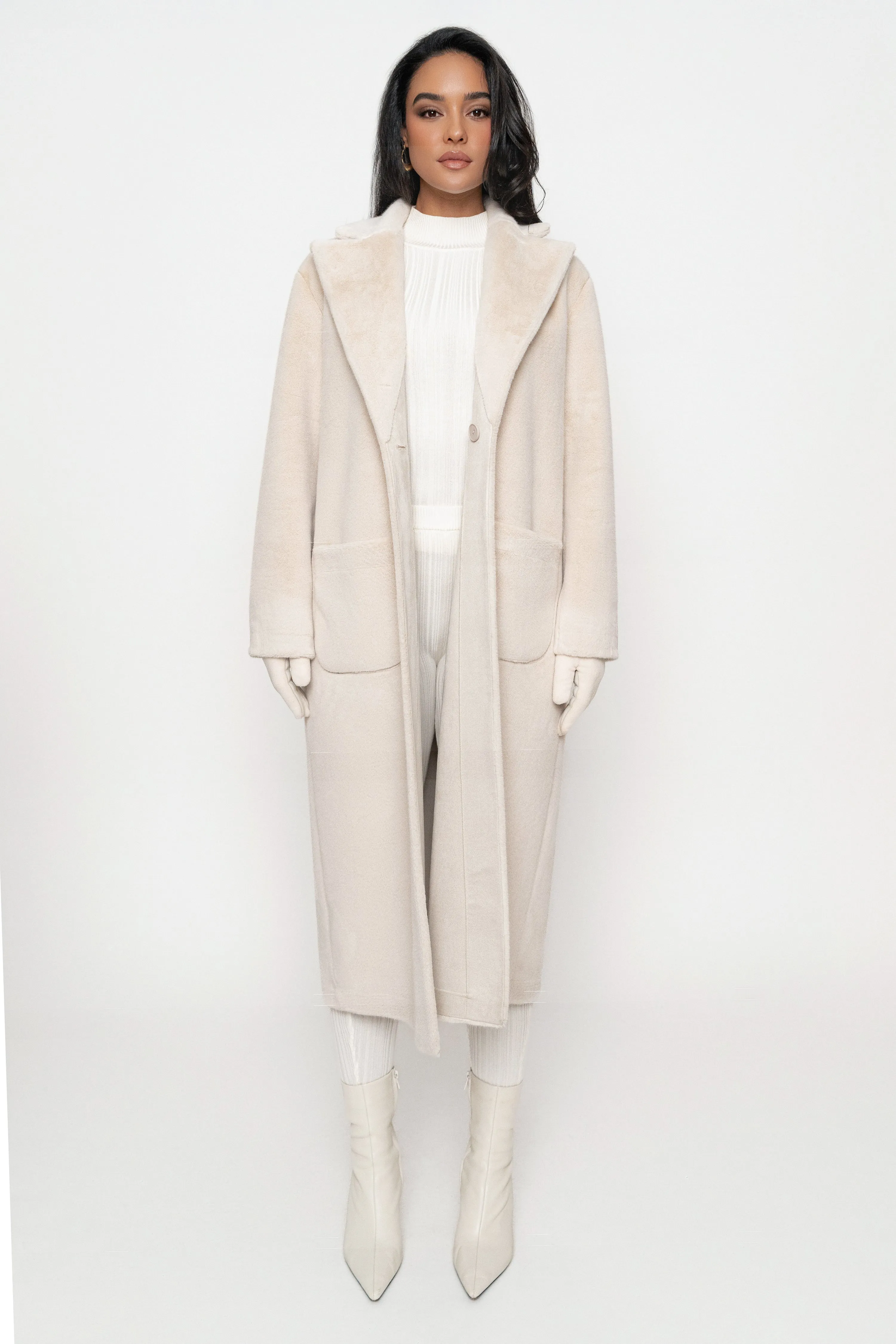 Beige Thelma Reversible Suede Coat