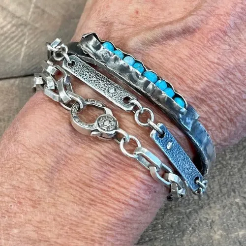 BL13 - Sterling Silver and Turquoise Pod Cuff Bracelet