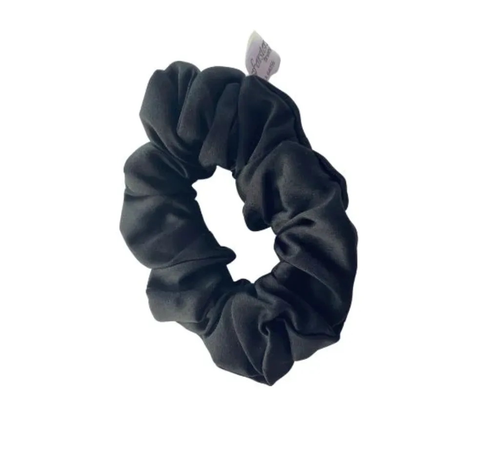 Black Silk Hair Scrunchie