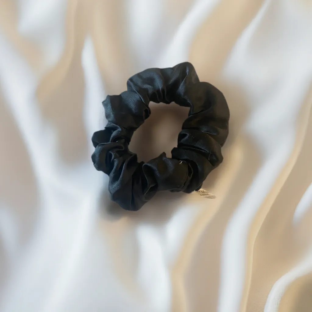 Black Silk Hair Scrunchie