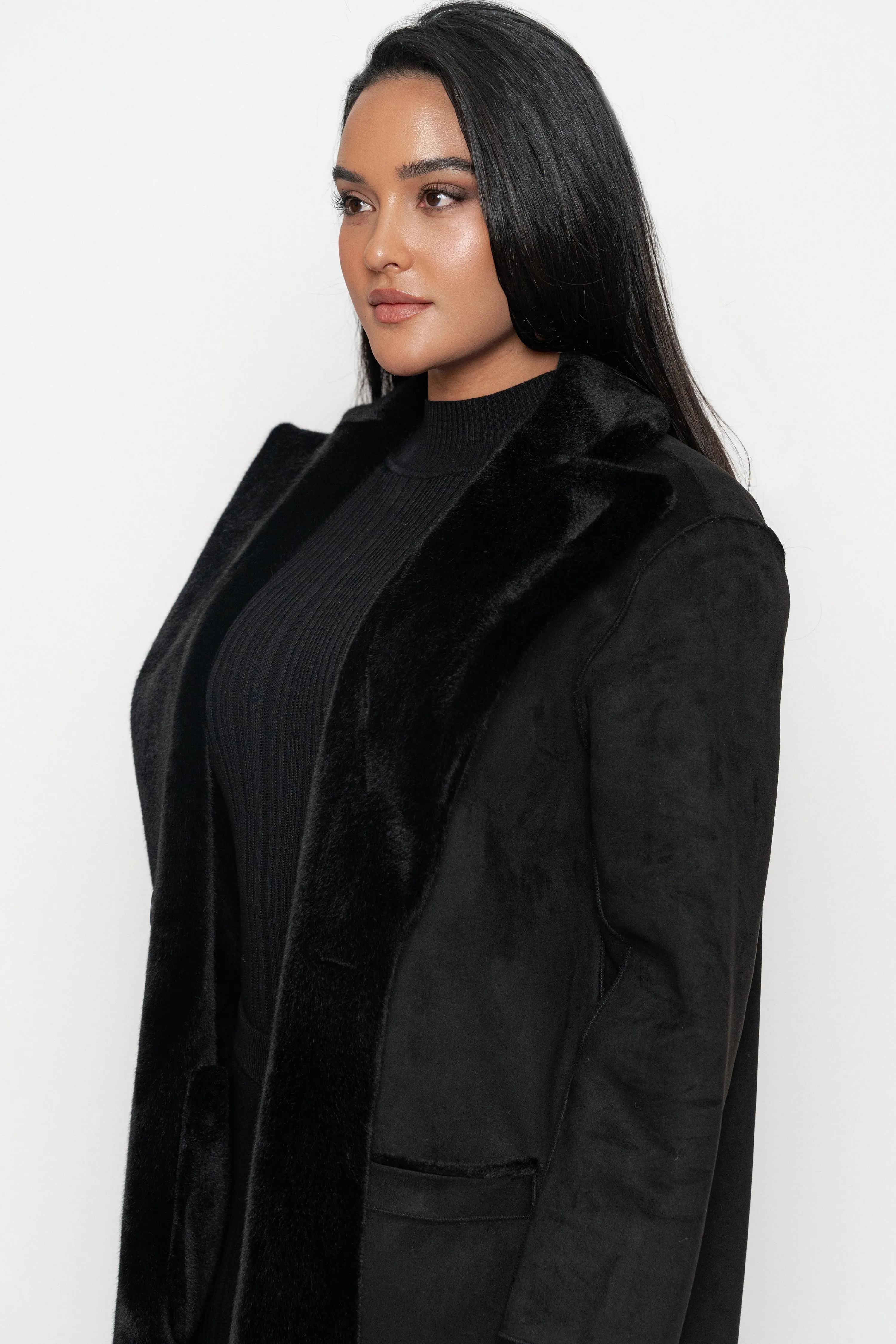 Black Thelma Reversible Suede Coat