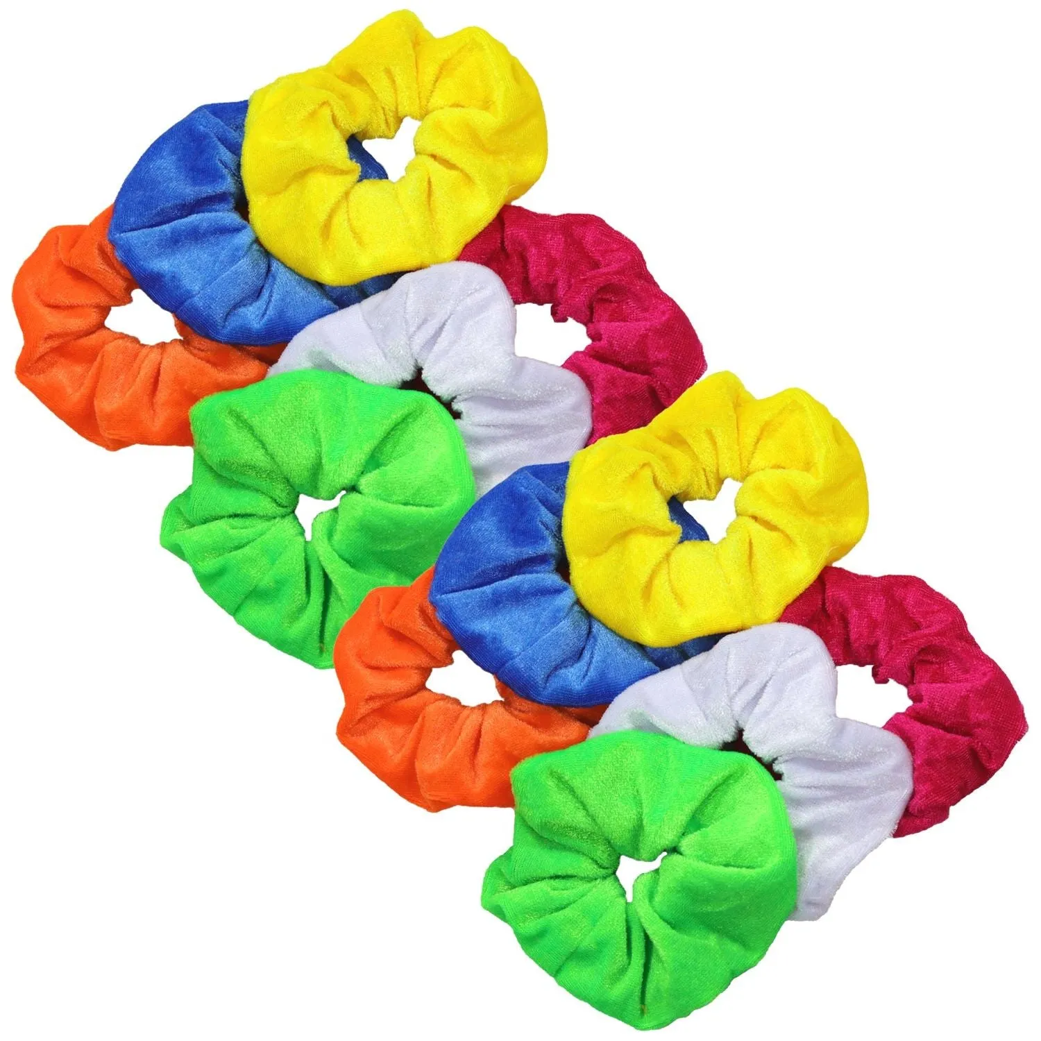 Bright Velvet Scrunchies - 12 Pack