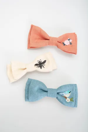 Celeste Embroidered Bow Barrette