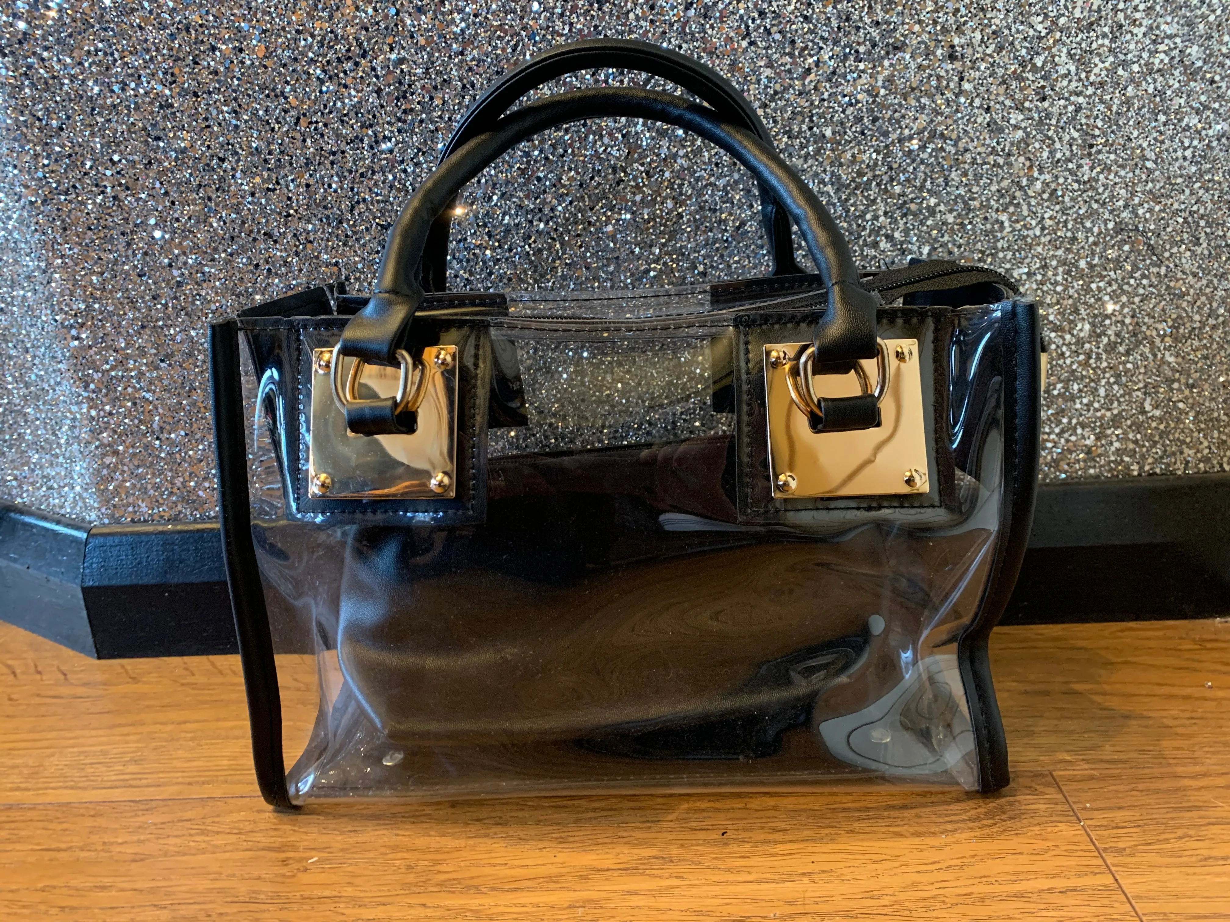 Clear Perspex Handbag- Black