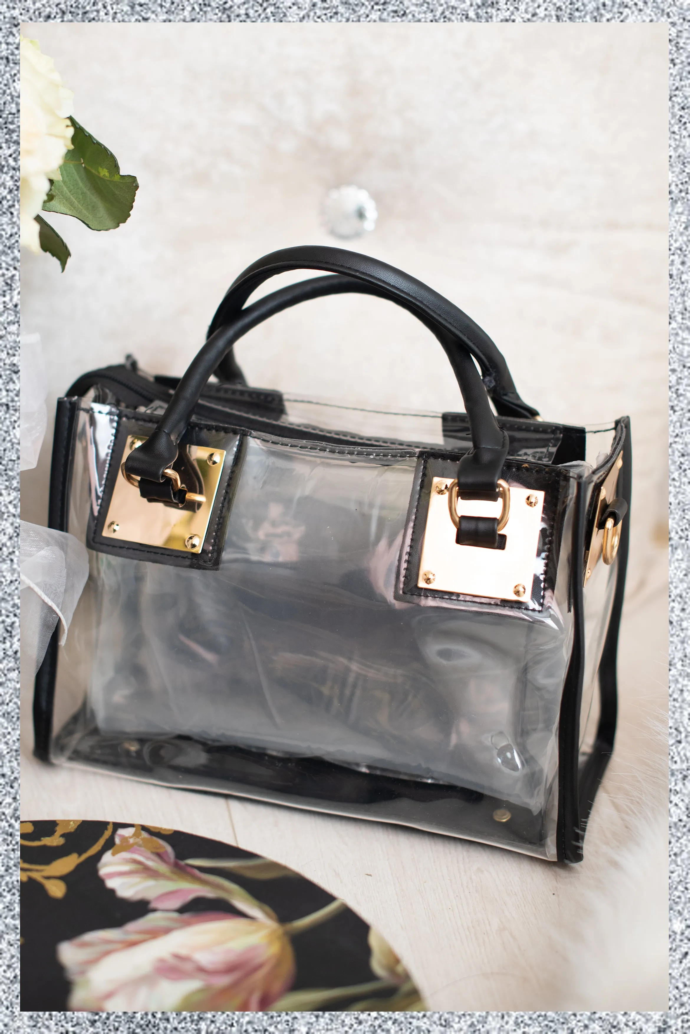 Clear Perspex Handbag- Black