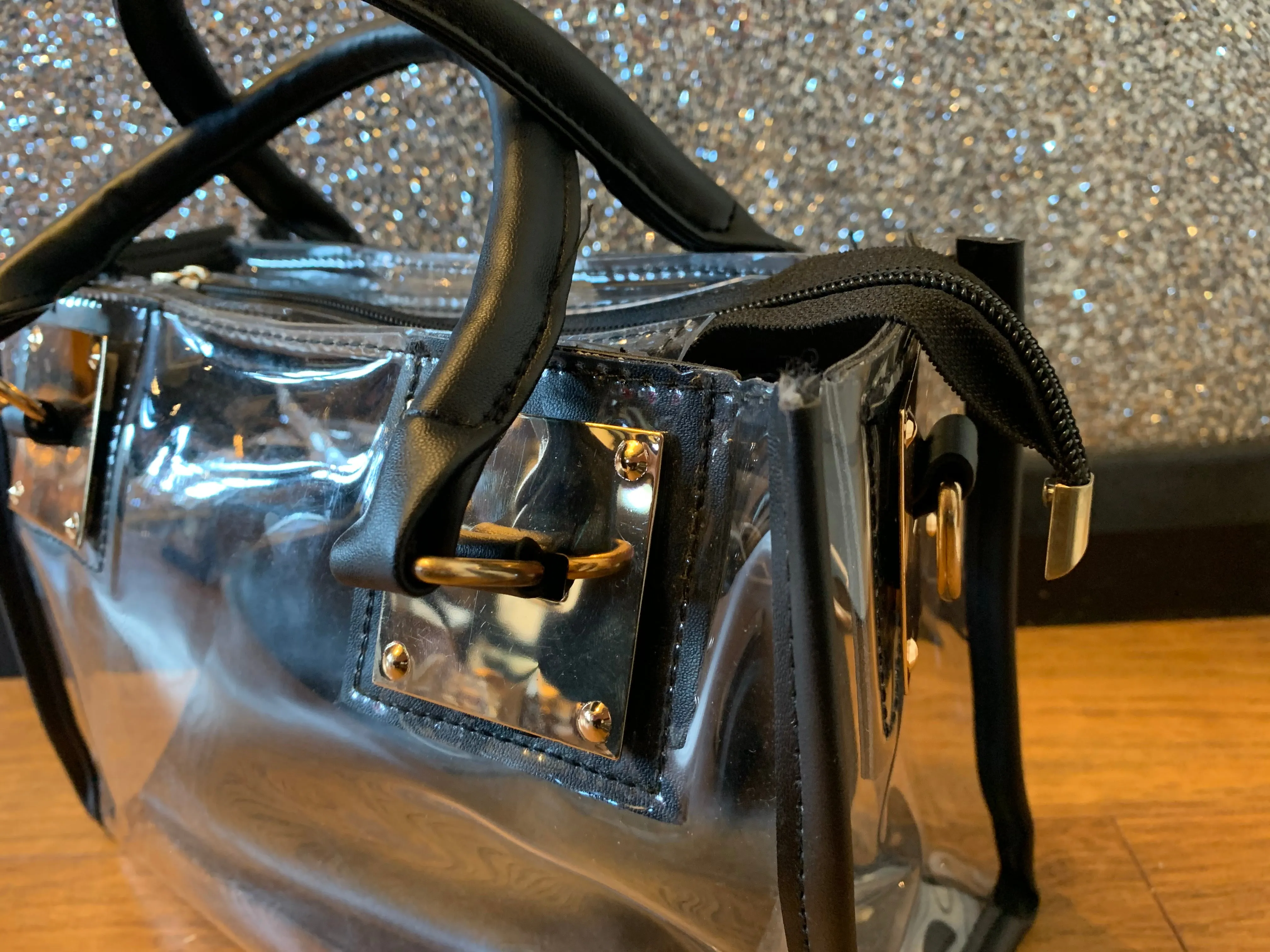 Clear Perspex Handbag- Black