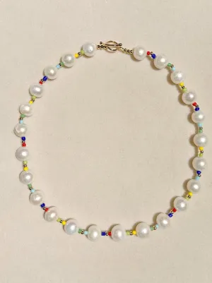 Colorful Beaded Baroque Pearl Necklace