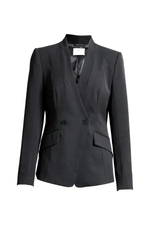 Eco Twill Collarless Blazer in Black