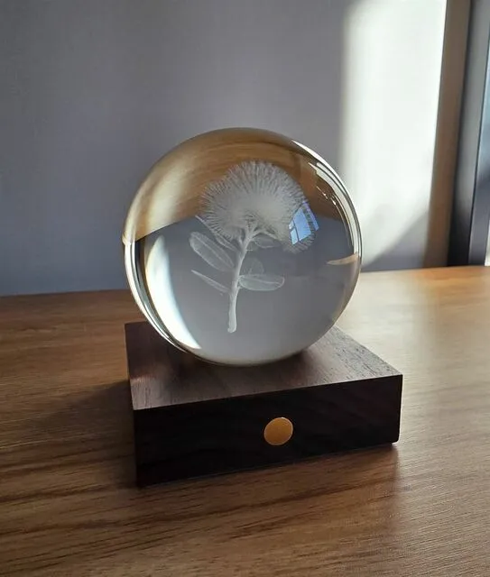 Gingko Amber Crystal Light 3D Laser Engraved Pohutukawa