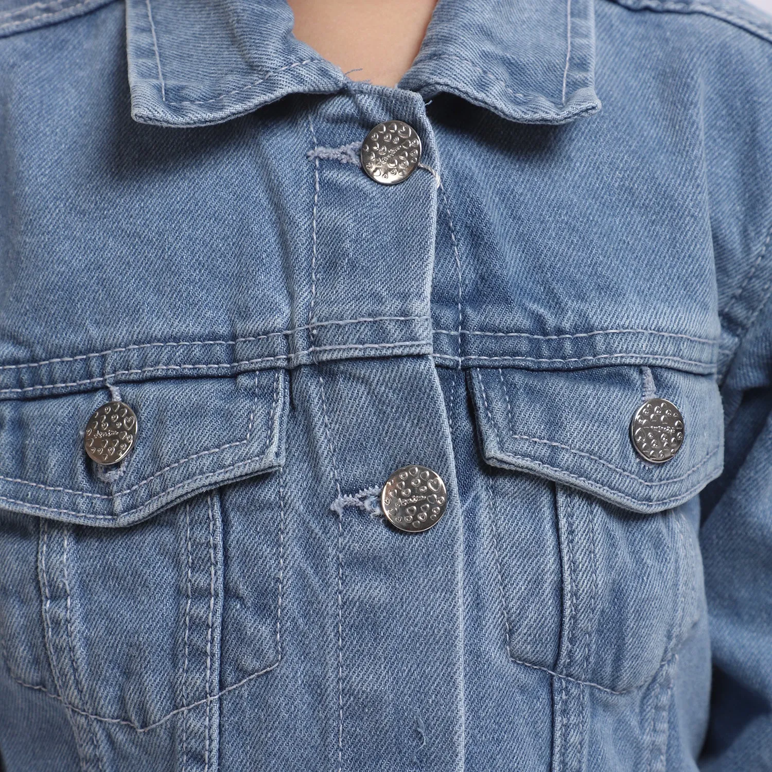 Girls Denim Jacket Basic -Ice Blue