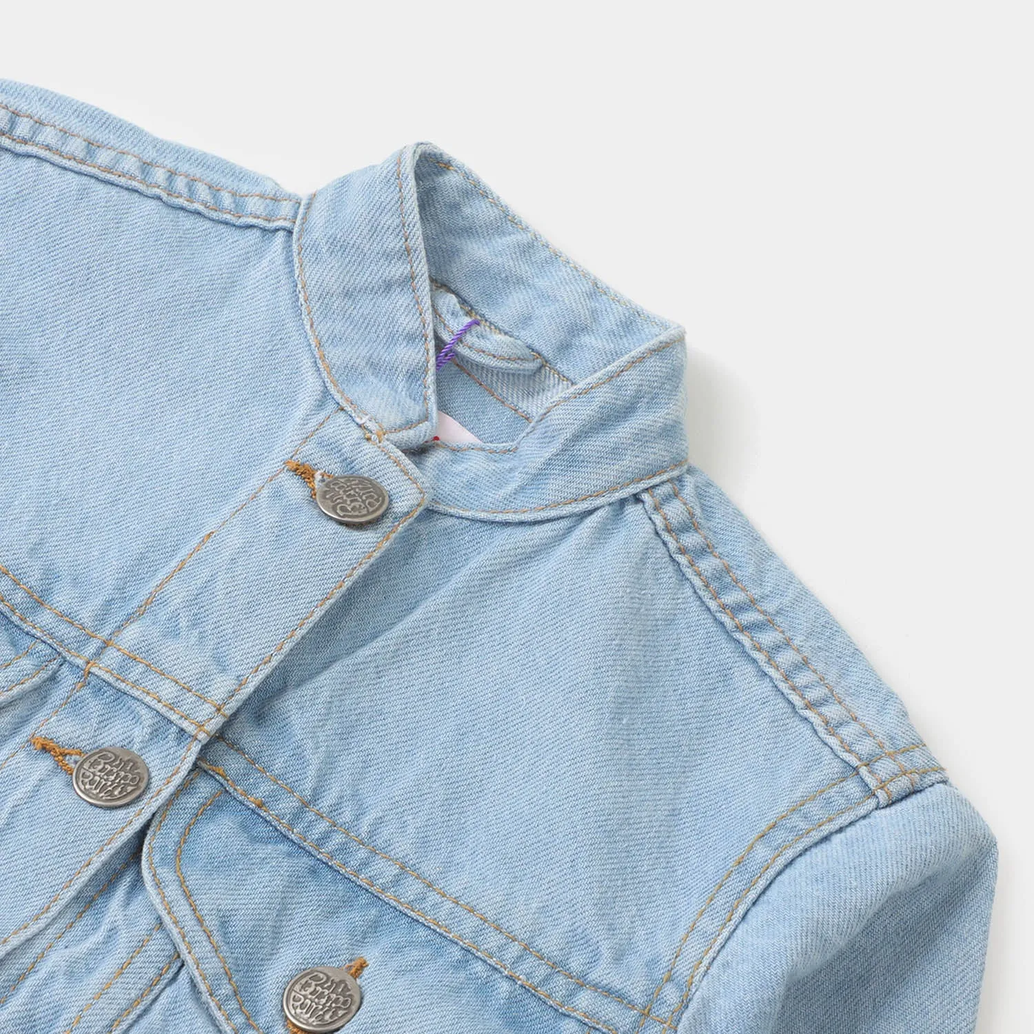 Girls Denim Jacket Mix Appliques - Ice Blue