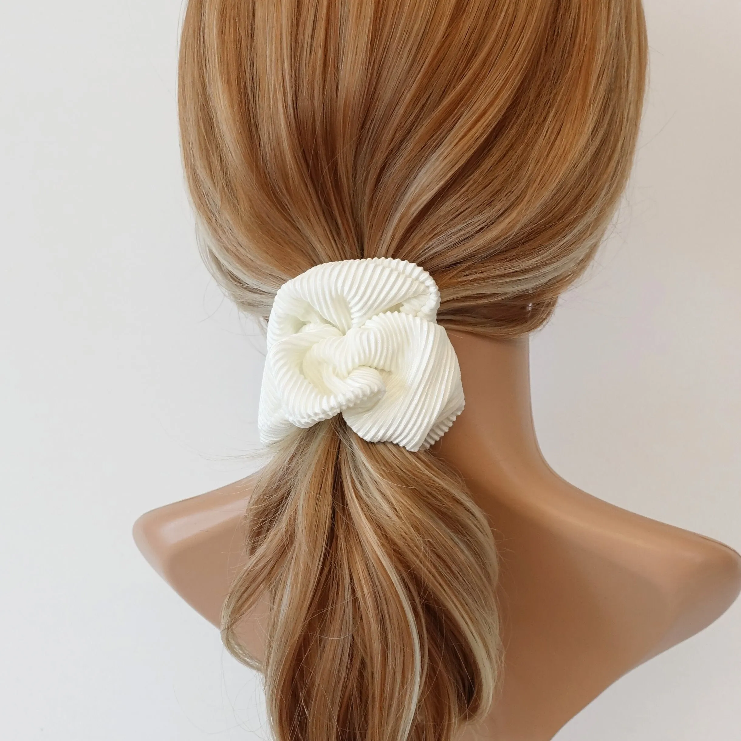 glossy pleated fabric scrunchies women hair elastic scrunchie