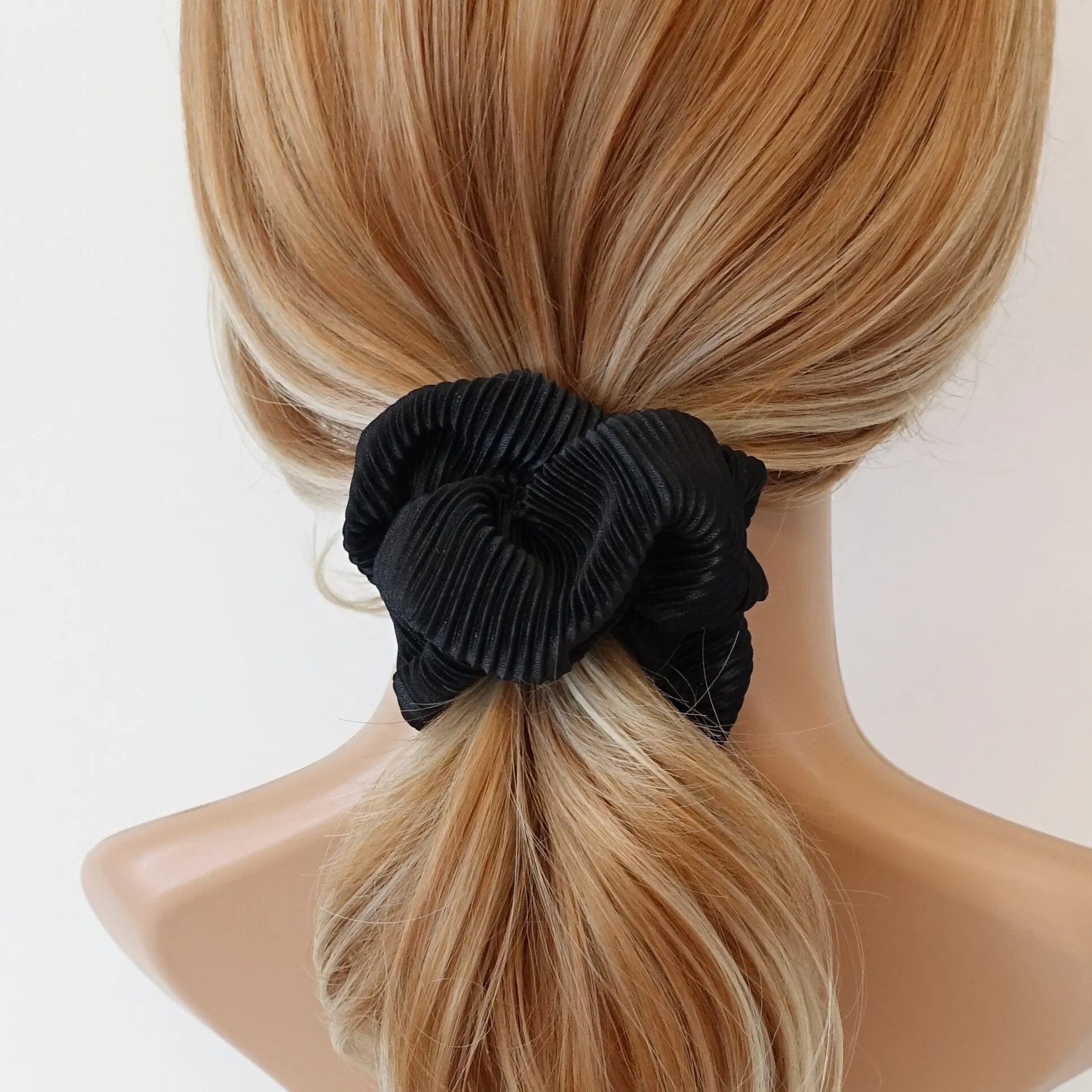 glossy pleated fabric scrunchies women hair elastic scrunchie