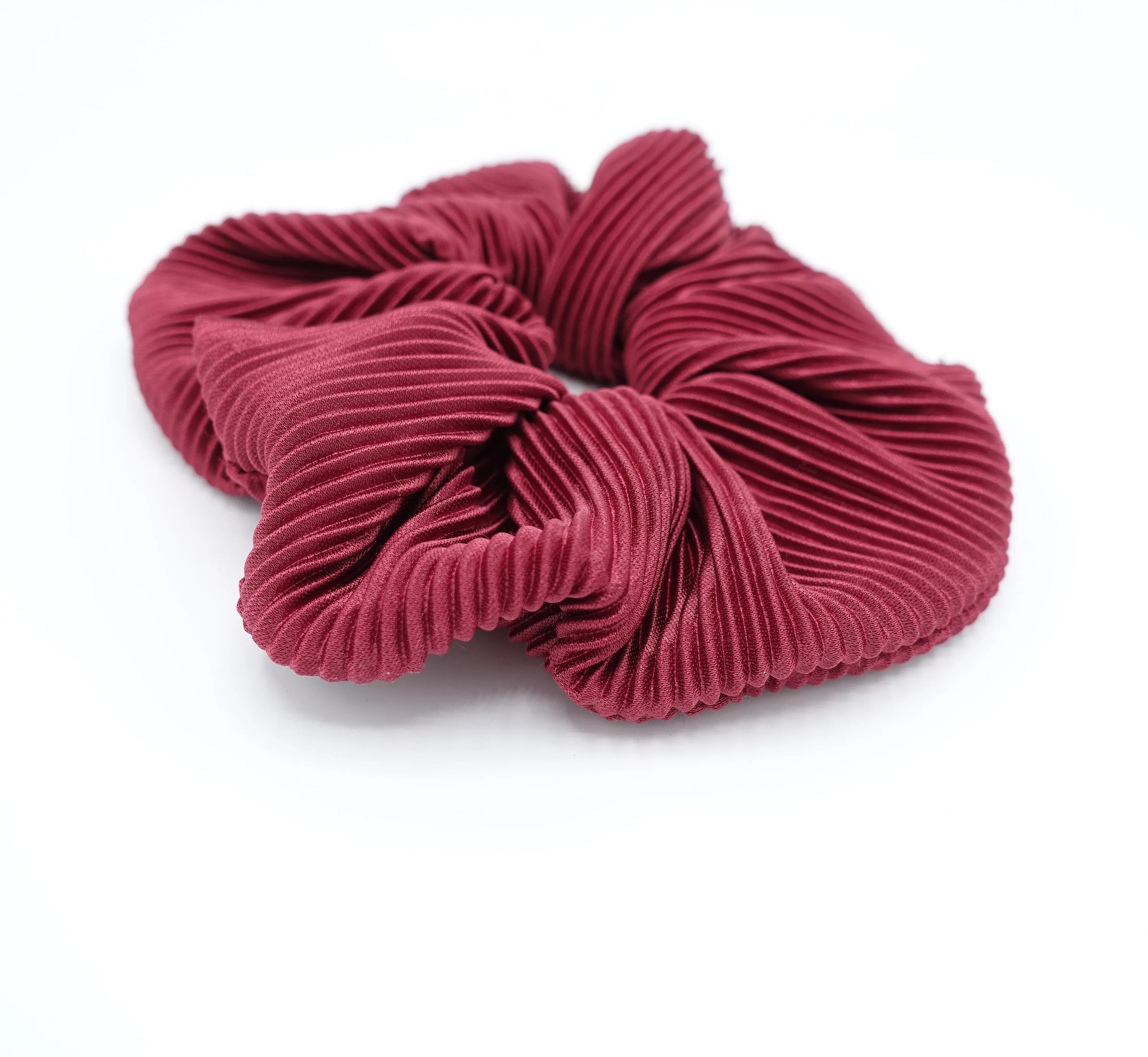 glossy pleated fabric scrunchies women hair elastic scrunchie