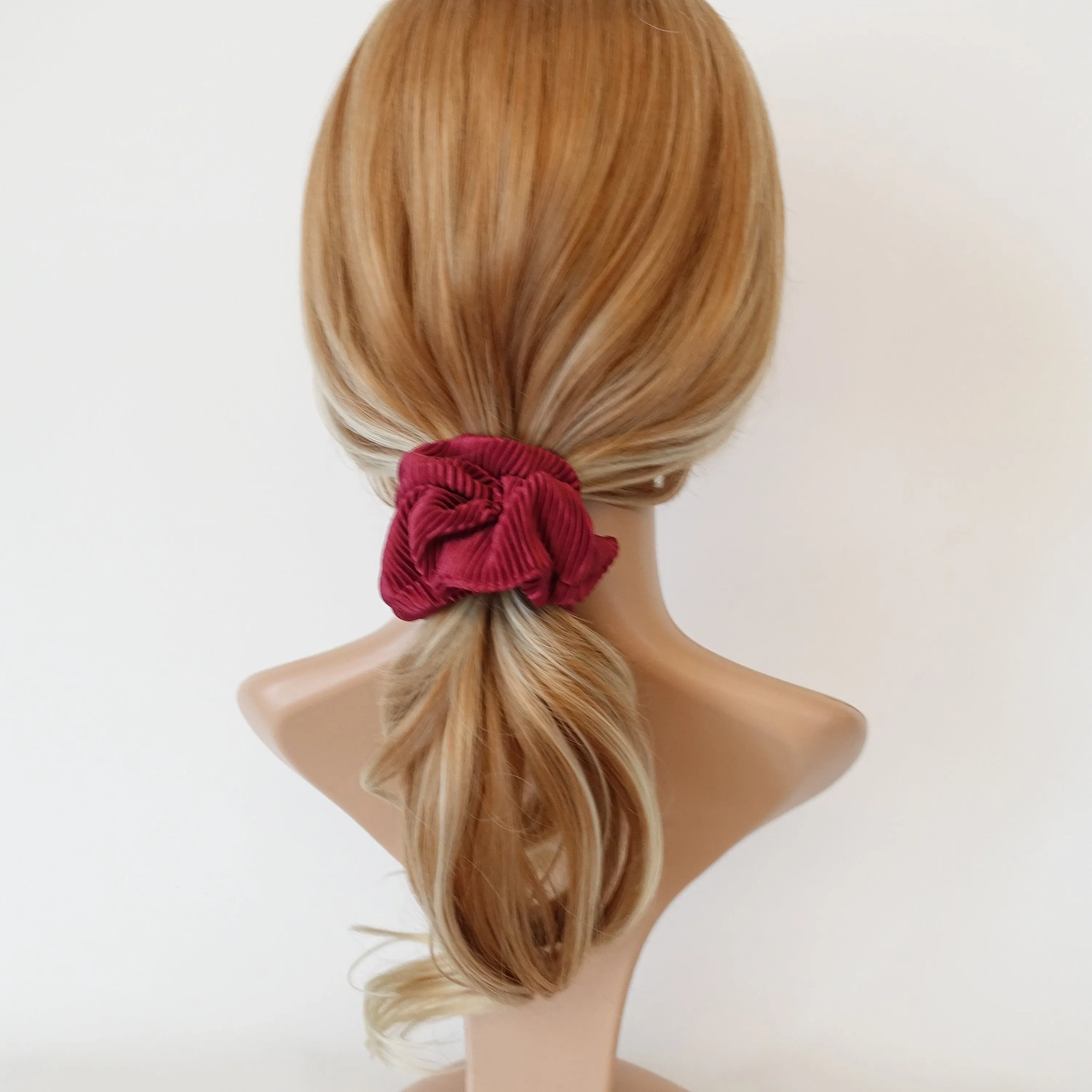 glossy pleated fabric scrunchies women hair elastic scrunchie