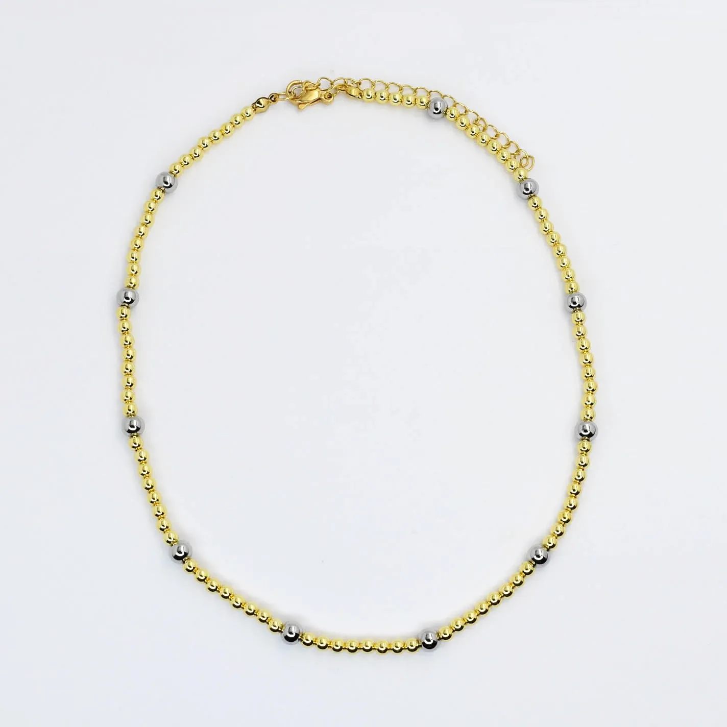 Gold and Silver Beaded Necklace N63