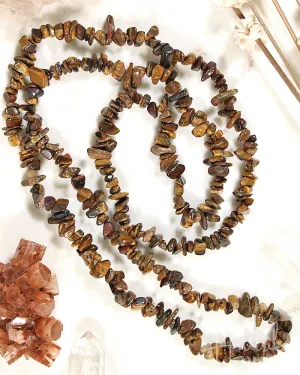 Gold Tiger Eye Chip Necklace 36"