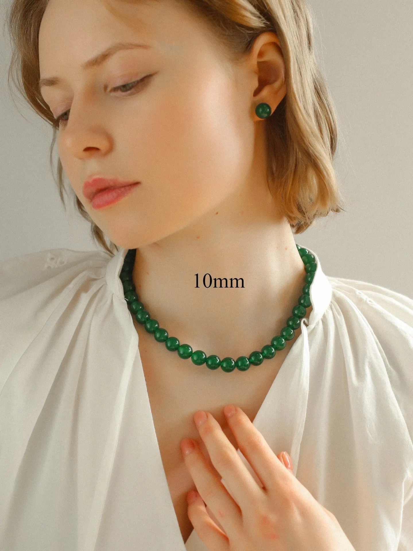 Green Onyx Beaded Necklaces 3mm/6mm/8mm/10mm/12mm