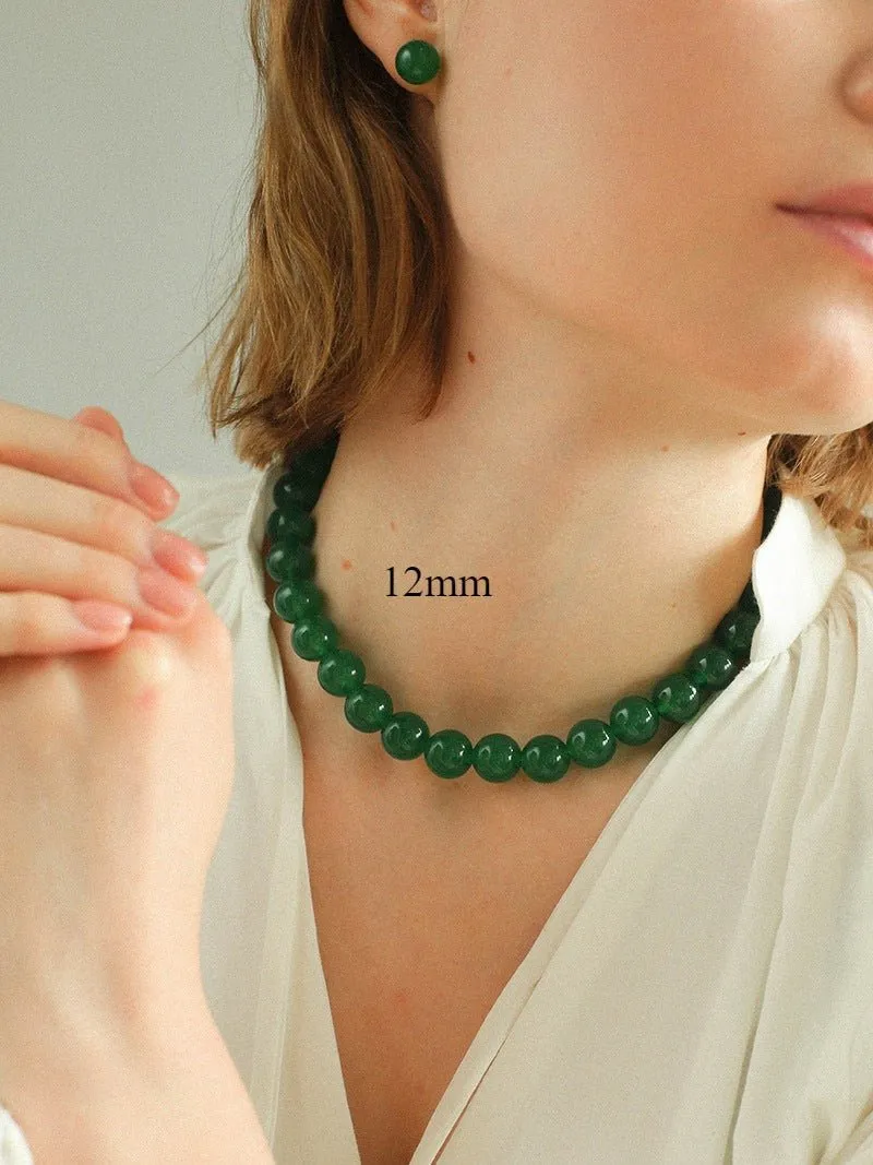 Green Onyx Beaded Necklaces 3mm/6mm/8mm/10mm/12mm