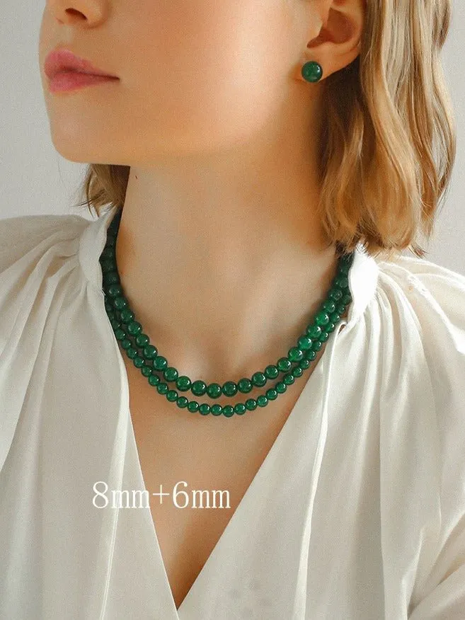 Green Onyx Beaded Necklaces 3mm/6mm/8mm/10mm/12mm