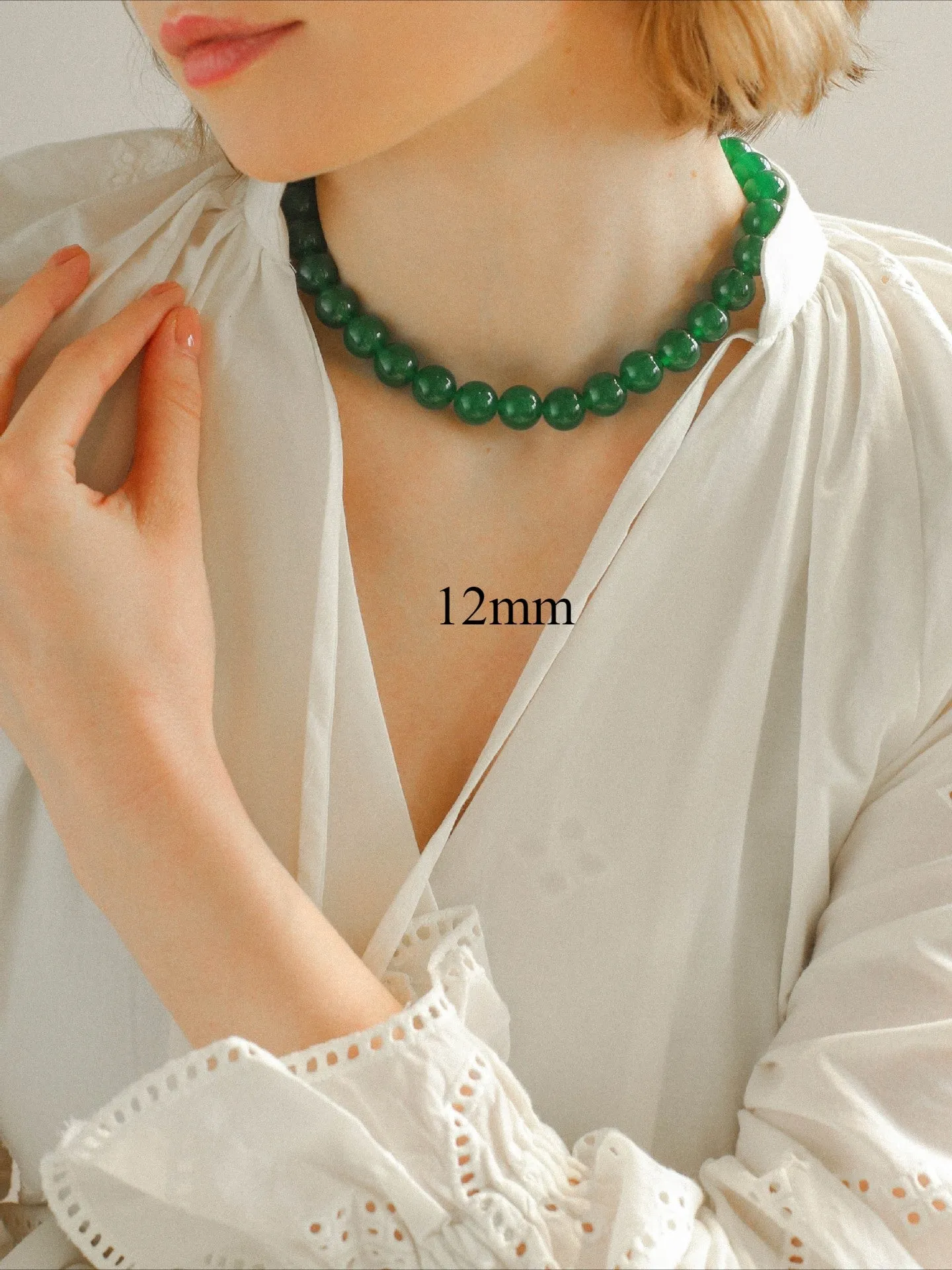 Green Onyx Beaded Necklaces 3mm/6mm/8mm/10mm/12mm