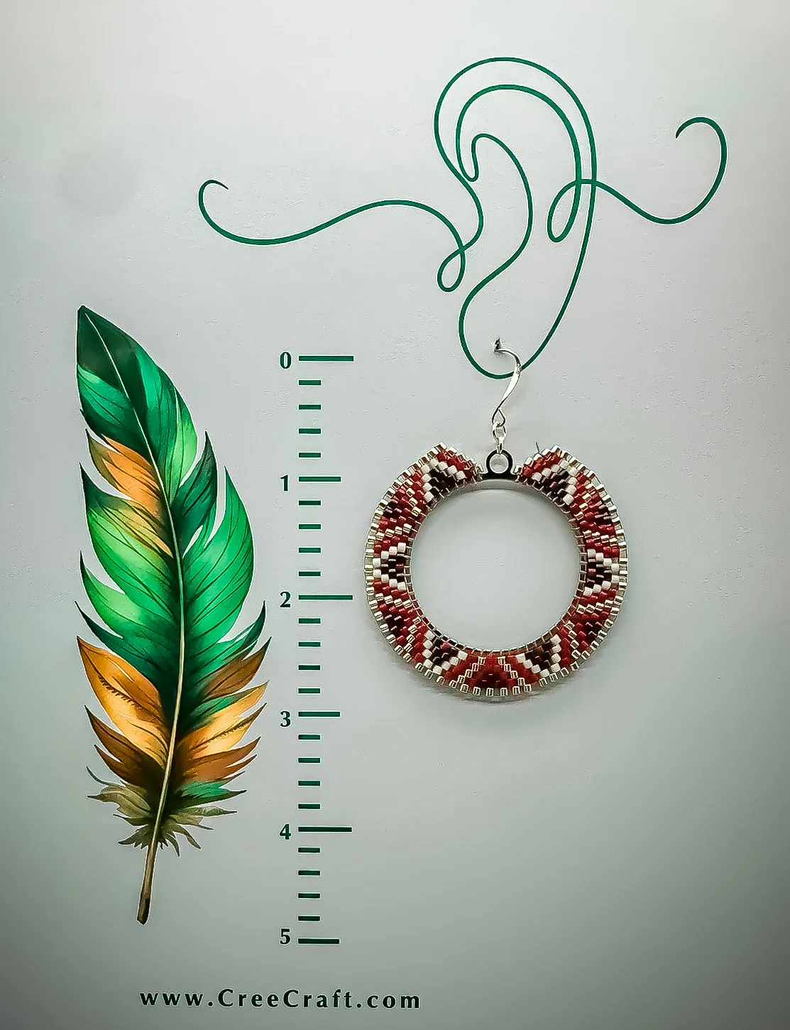 Indigenous Handcrafted Beaded Earrings - Red