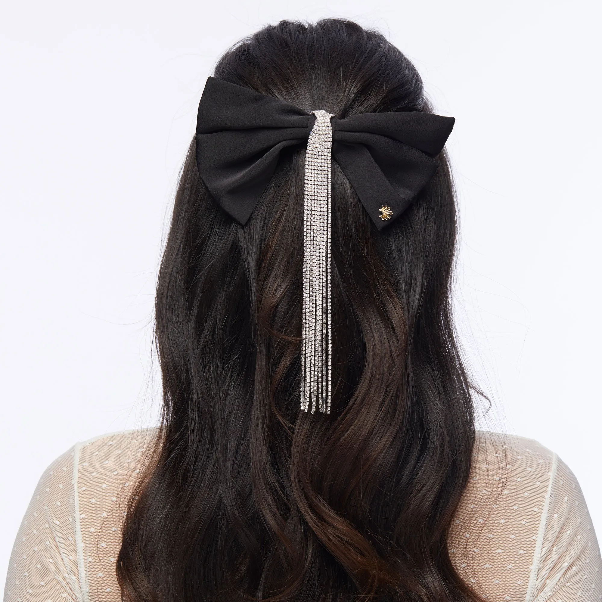 JET CRYSTAL KRISTINA CRYSTAL BOW BARRETTE