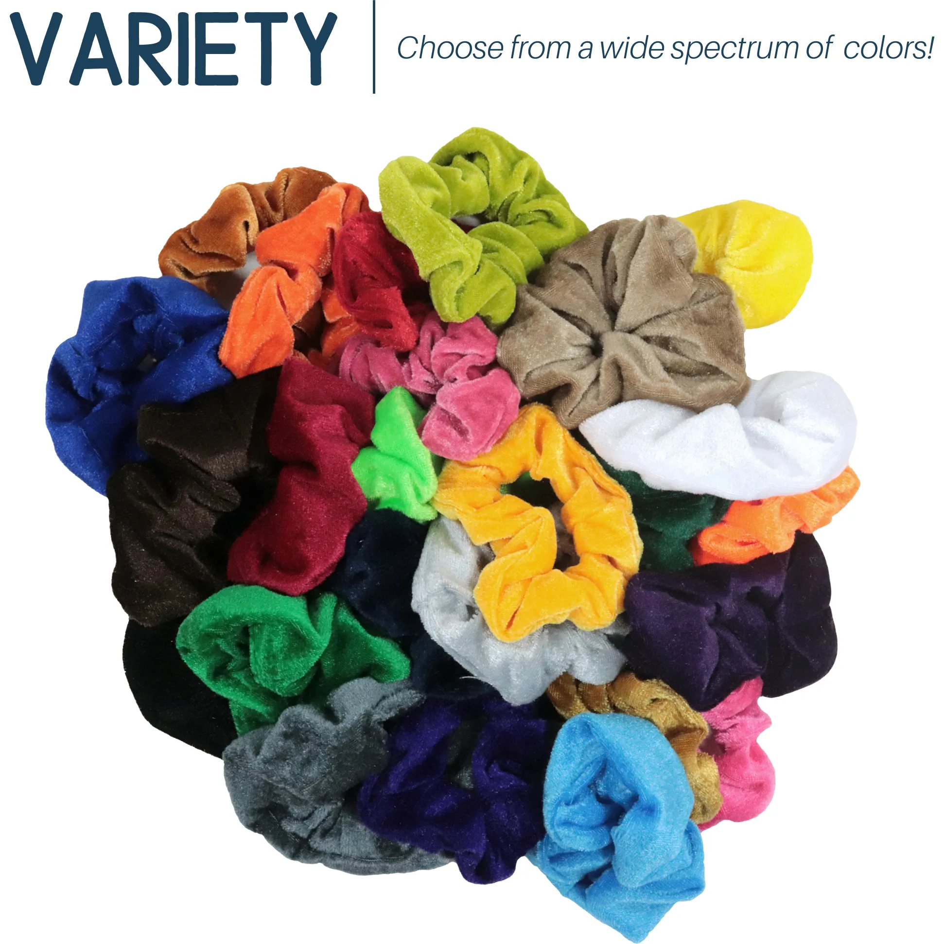 Jewel Velvet Scrunchies - 12 Pack