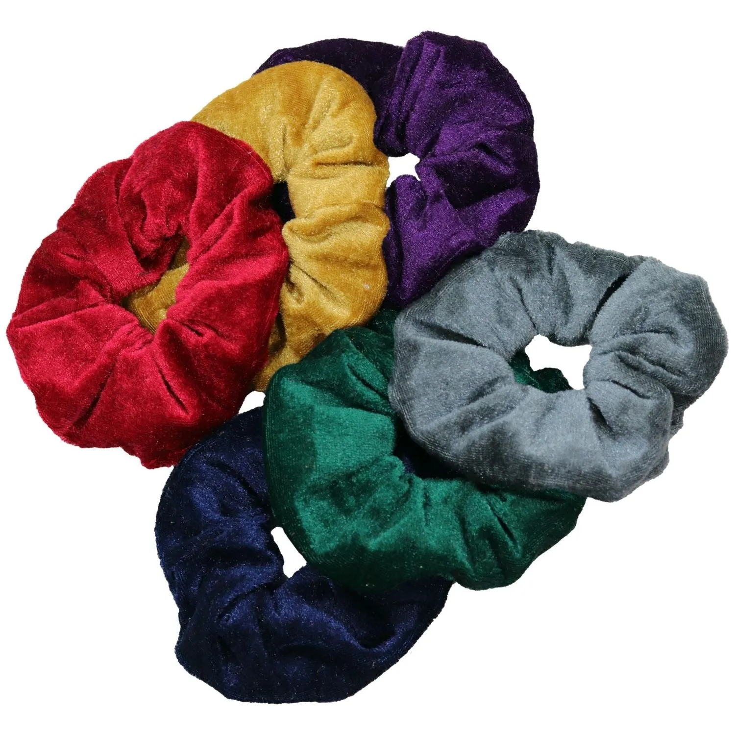 Jewel Velvet Scrunchies - 12 Pack