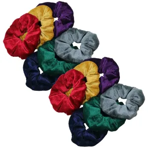 Jewel Velvet Scrunchies - 12 Pack