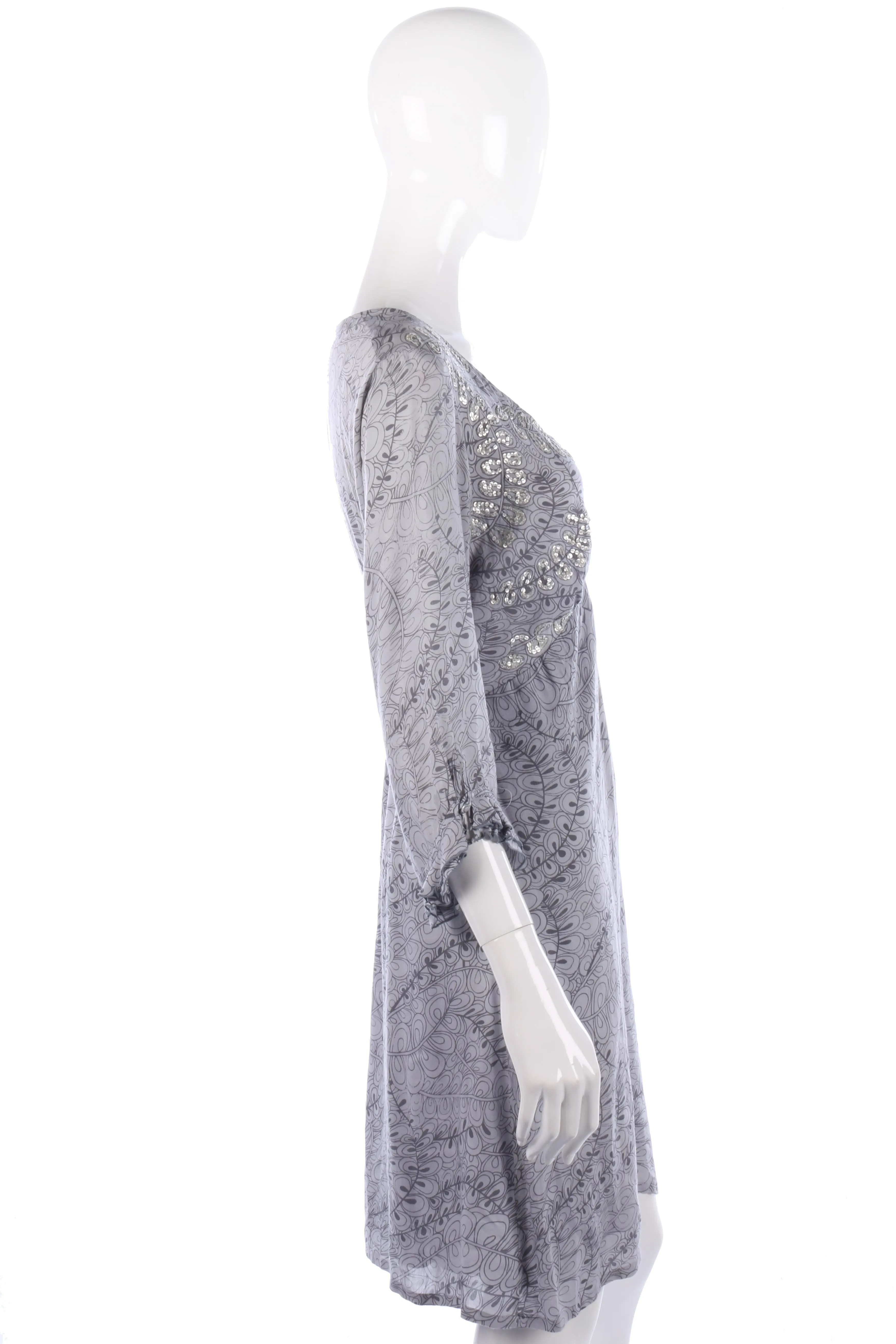 Jo Eden grey floral dress with sequin details size M