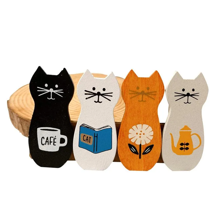 Kawaii Cats Wooden Craft Photo Clips