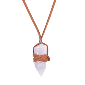 Lavender Quartz Crystal Point Necklace