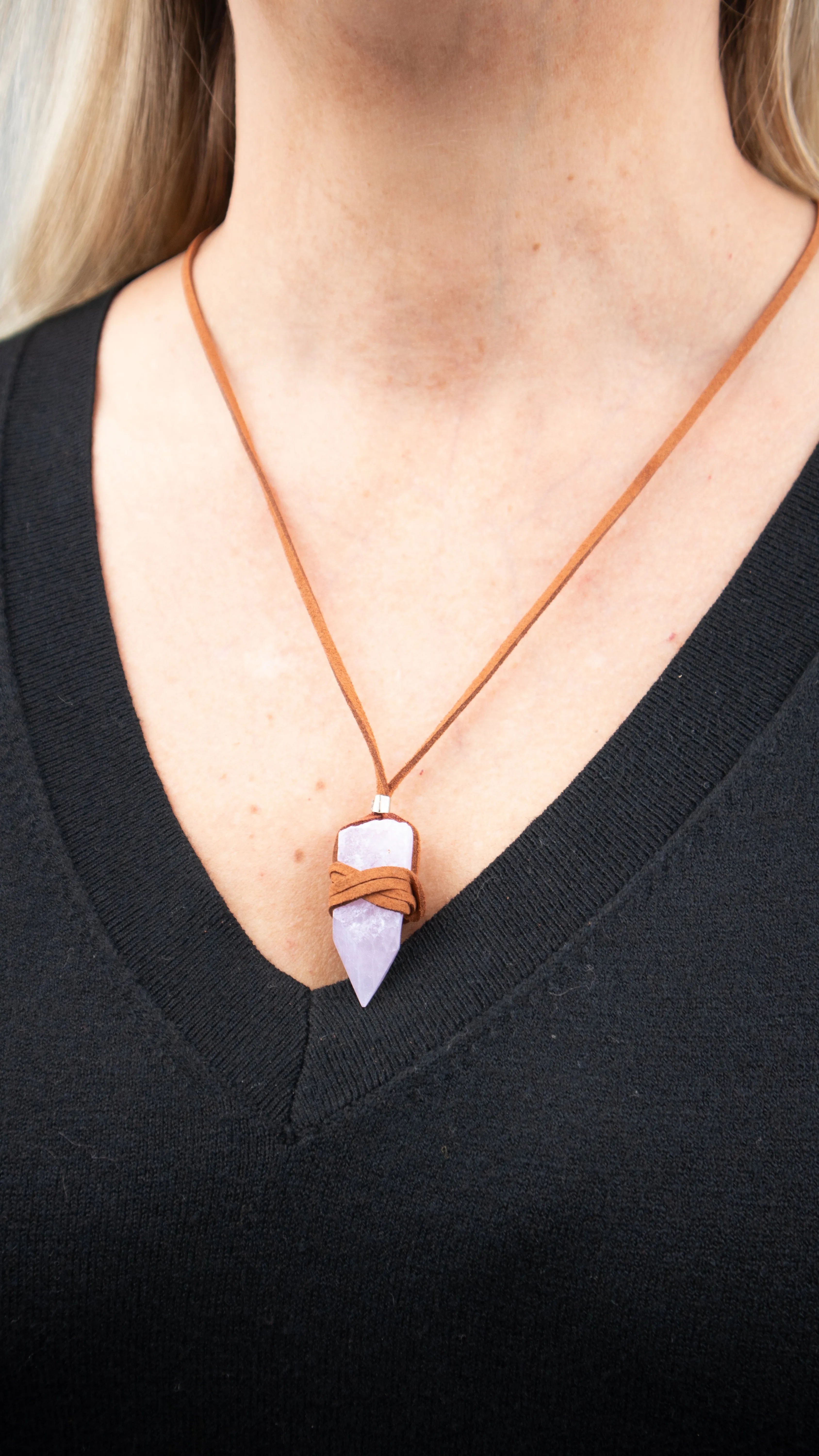 Lavender Quartz Crystal Point Necklace