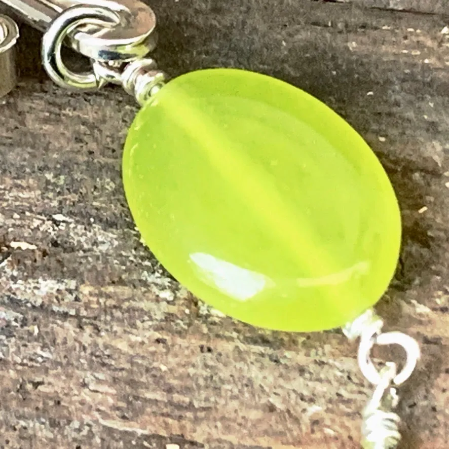 Lime green Chrysolite and Sterling silver bracelet